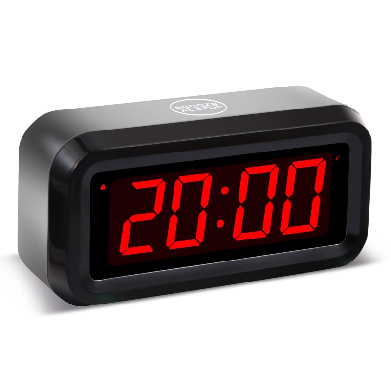 Timegyro Digital Alarm Clock Battery Operated with LED Display for Bedrooms, Long Battery Life for 12 Months, 3 Brightness Adjustable, 12/24 Hour, Snooze, Black Case with Red Digits - Image 1